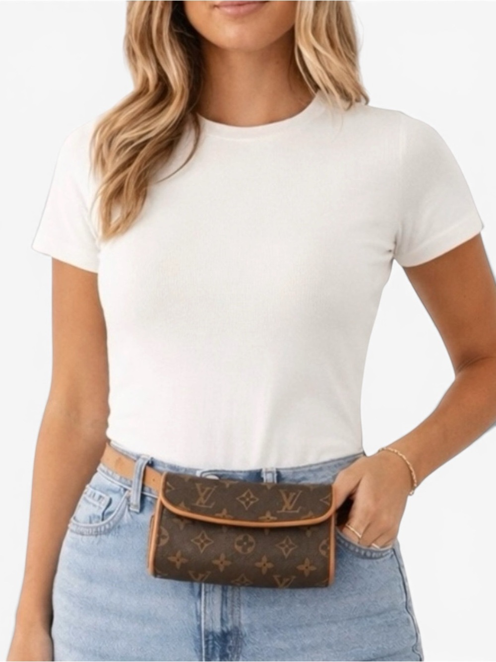 Louis Vuitton Monogram Florentine Leather & Vachetta Pochette Belt Bag XS - Picture 2 of 15